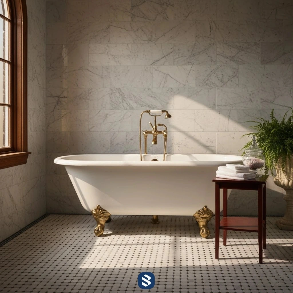 نمونه وان حمام پایه‌دار کلاسیک