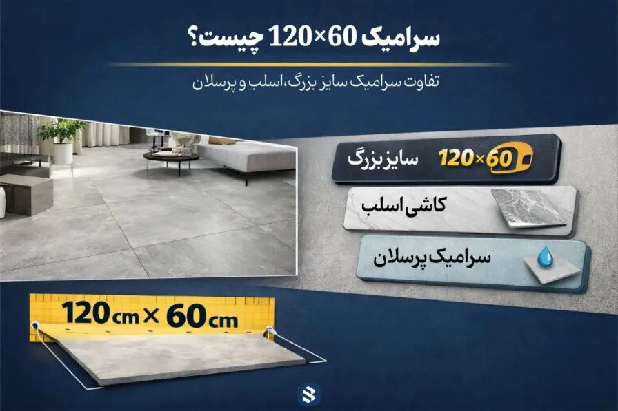 سرامیک ۶۰×۱۲۰ چیست؟ تفاوت سایز بزرگ با اسلب و پرسلان