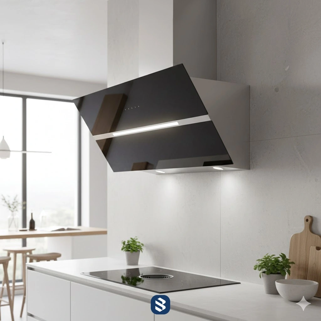 نمونه هود مورب استیل شیشه‌ای