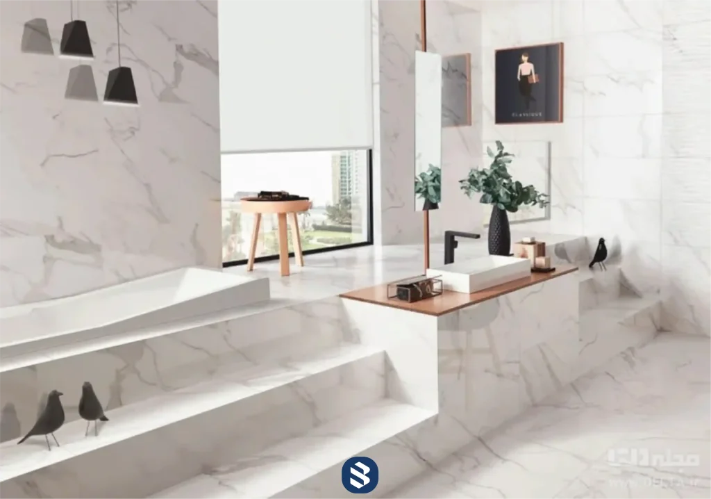 کاشی و سرامیک طرح سنگ - رنگ سفید