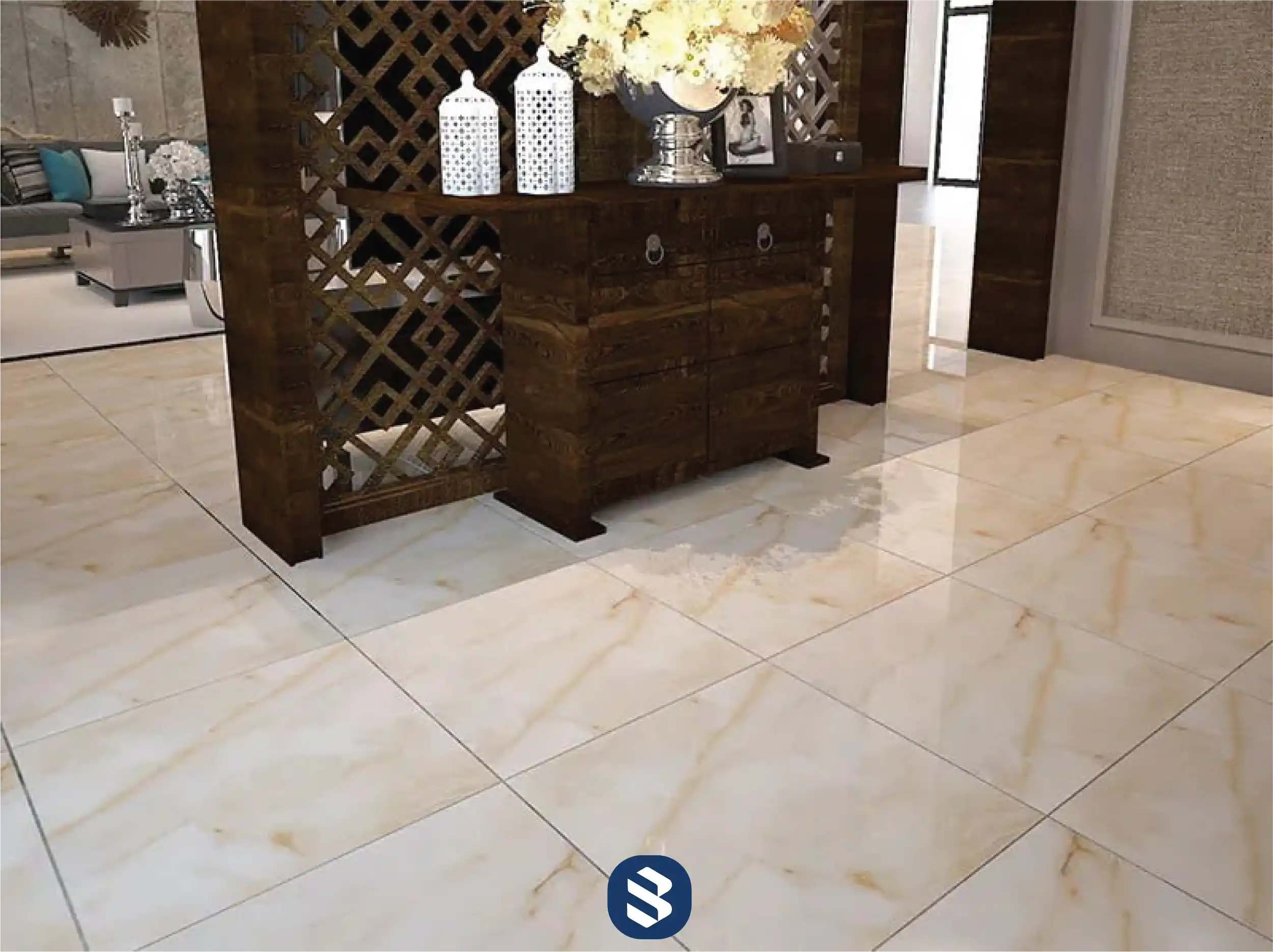 سرامیک طرح سنگ مرمر مدل النترا 60 در 60 نوین سرام نانو فول پولیش